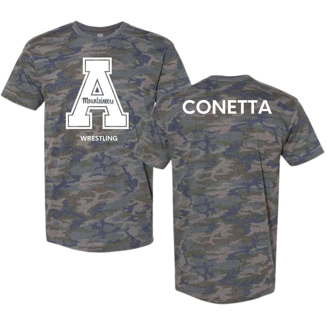 Appalachian State University Wrestling (M) Vintage Camo Tee - Anthony Conetta