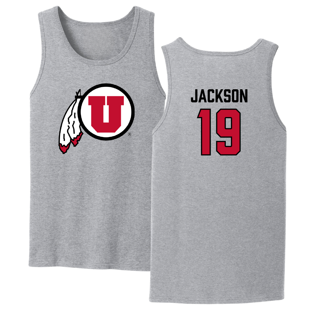 University of Utah Soccer Sport Gray Tank Top - #19 Baylie Jackson