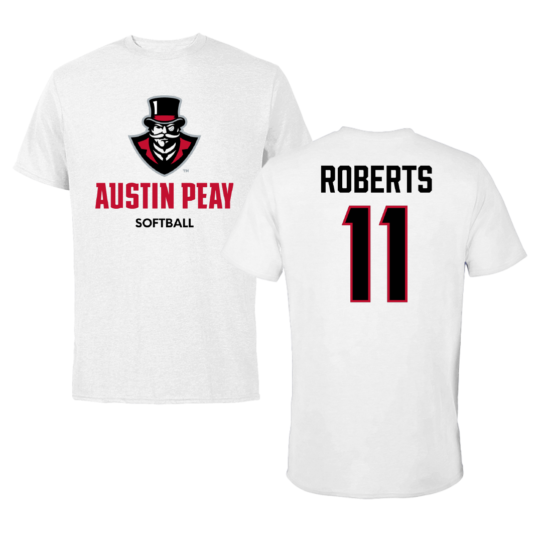 Austin Peay State University Softball White Tee - #11 Macee Roberts