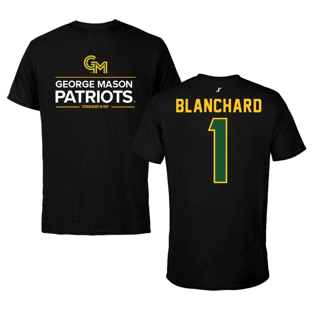 George Mason University Baseball Black General Performance Tee - #1 Evan Blanchard