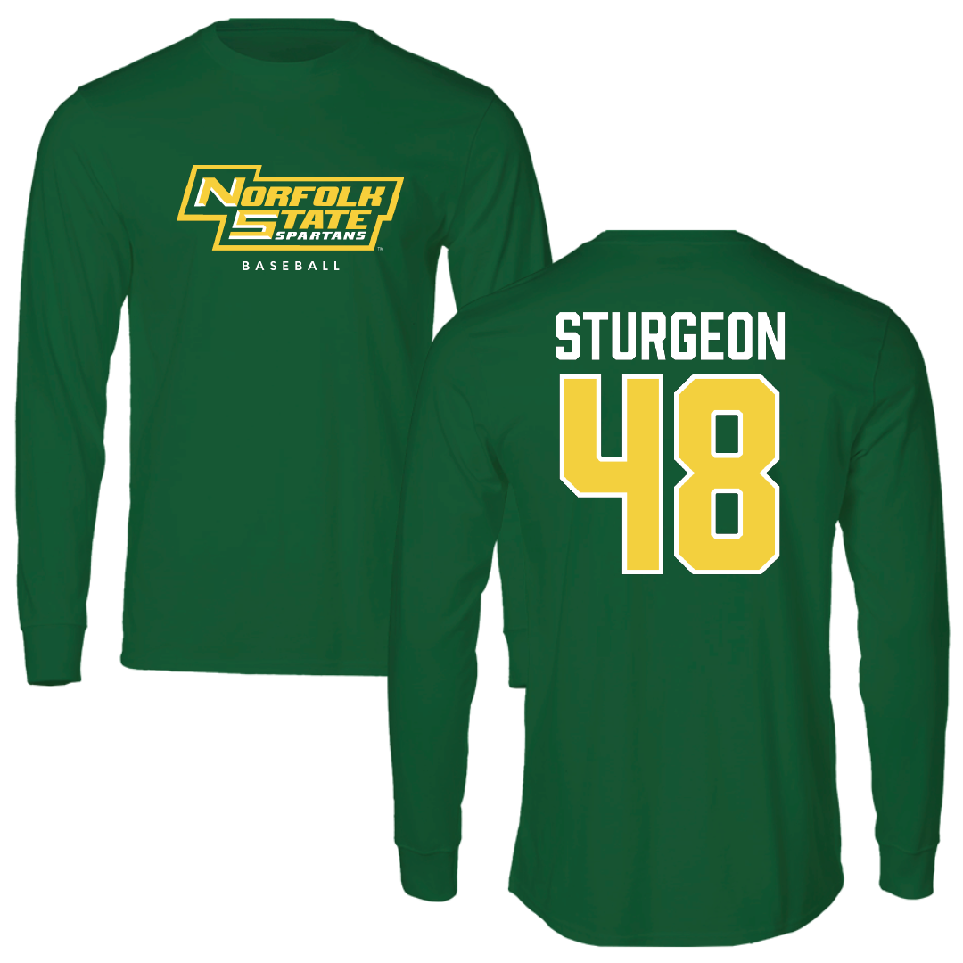 Norfolk State University Baseball Kelly Green Long Sleeve - #48 CC Sturgeon