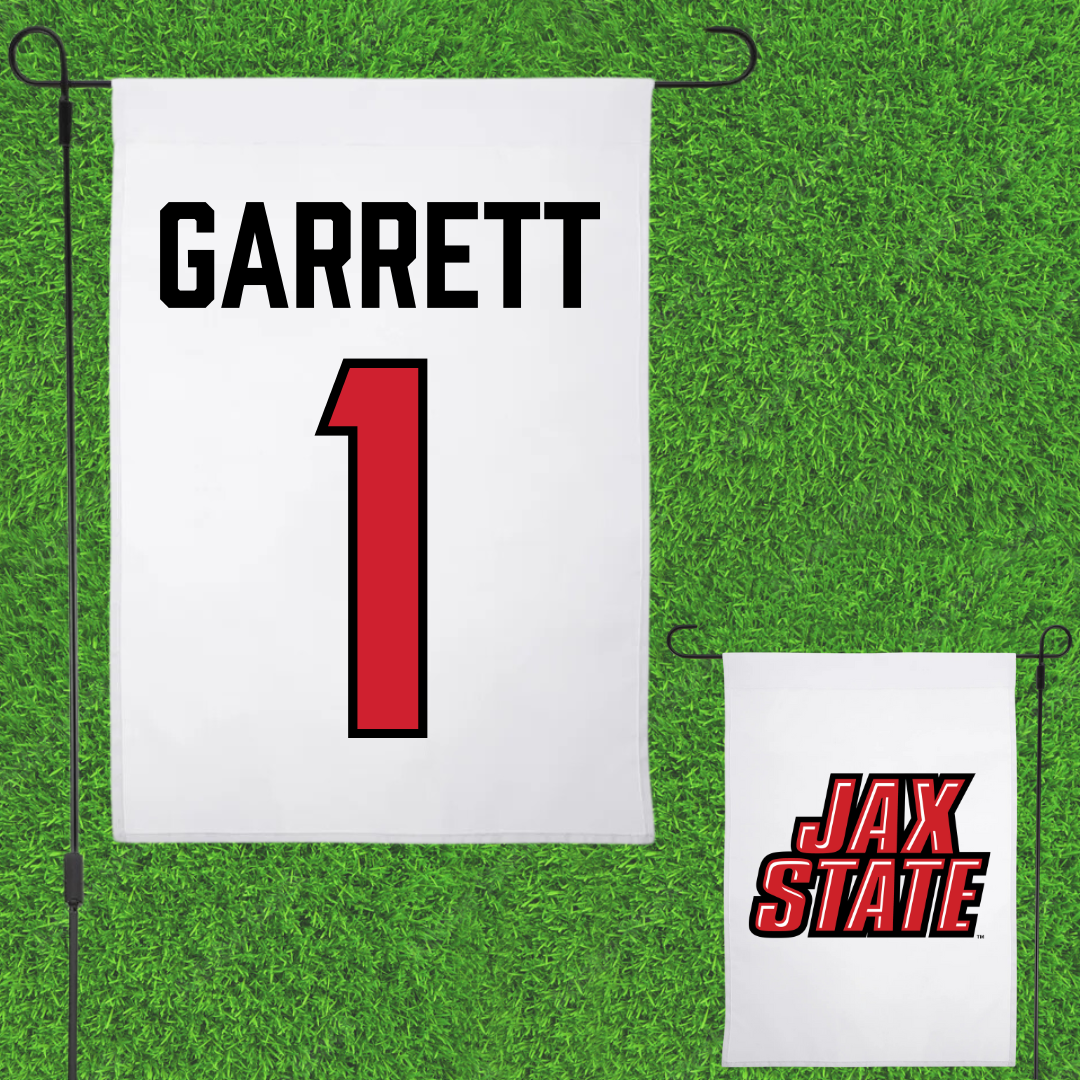 Jacksonville State University Volleyball White Garden Flag - #1 Ellie Garrett