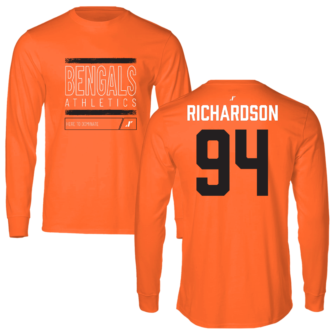 Idaho State University Football Orange Dominate Performance Long Sleeve - #94 Malik Richardson