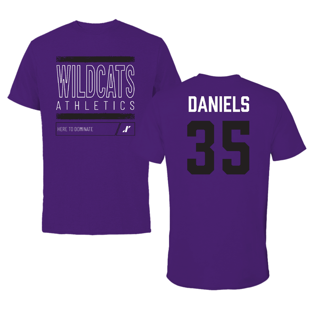 Weber State University Football Purple Dominate Tee - #35 Rishi Daniels