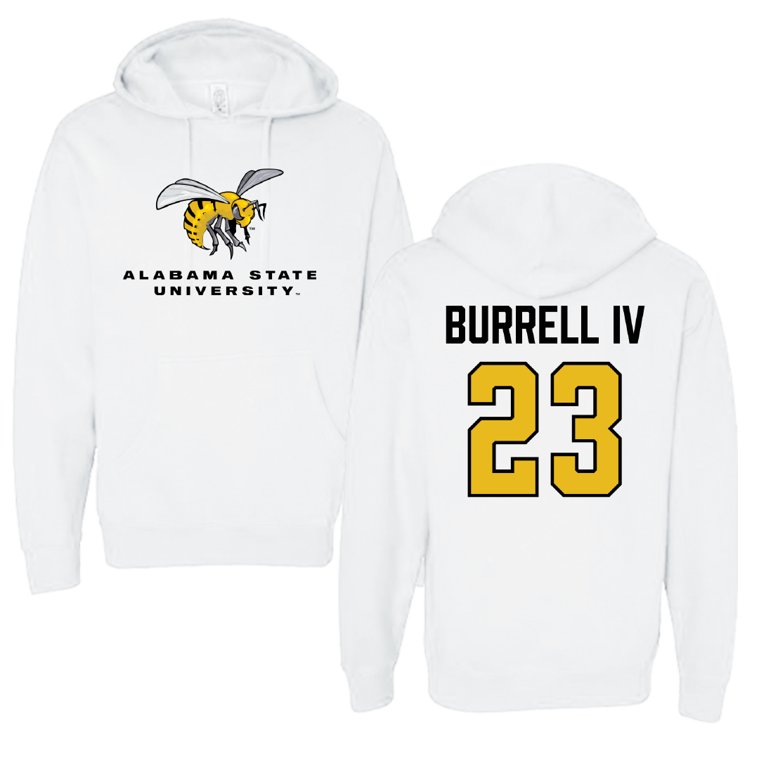 Alabama State University Football White Block Hoodie - #23 Vincent Burrell IV