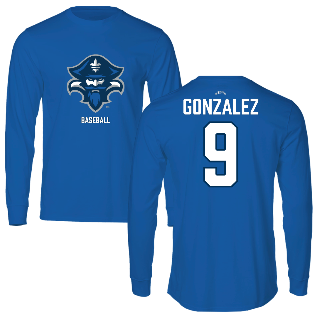 University of New Orleans Baseball Blue Long Sleeve - #9 Matt Gonzalez