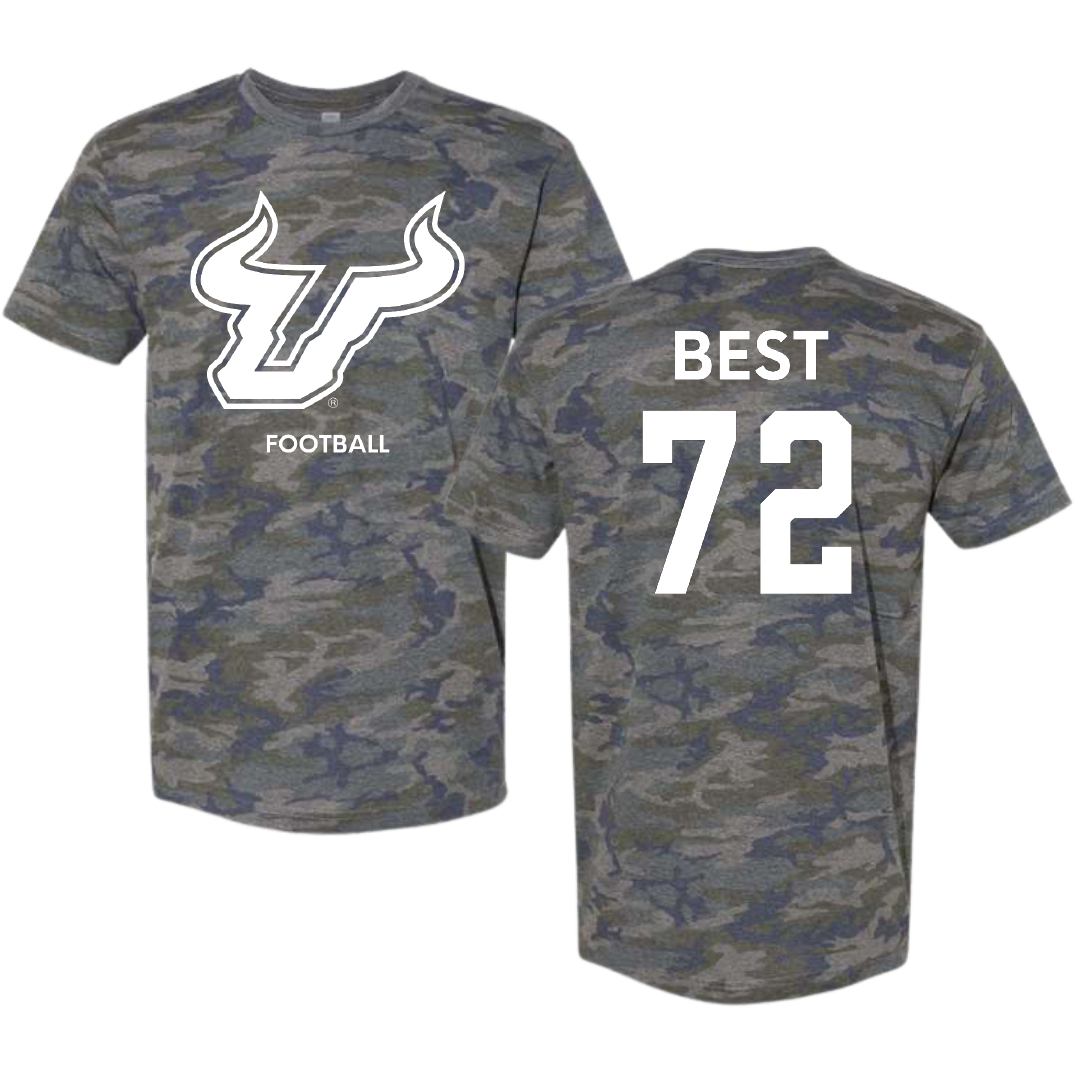 University of South Florida Football Vintage Camo Tee - #72 Cole Best