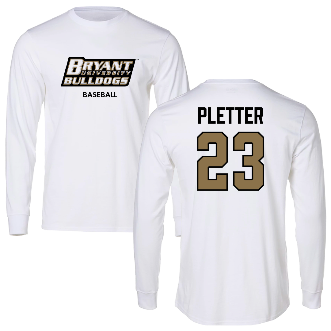 Bryant University Baseball White Long Sleeve - #23 Jack Pletter