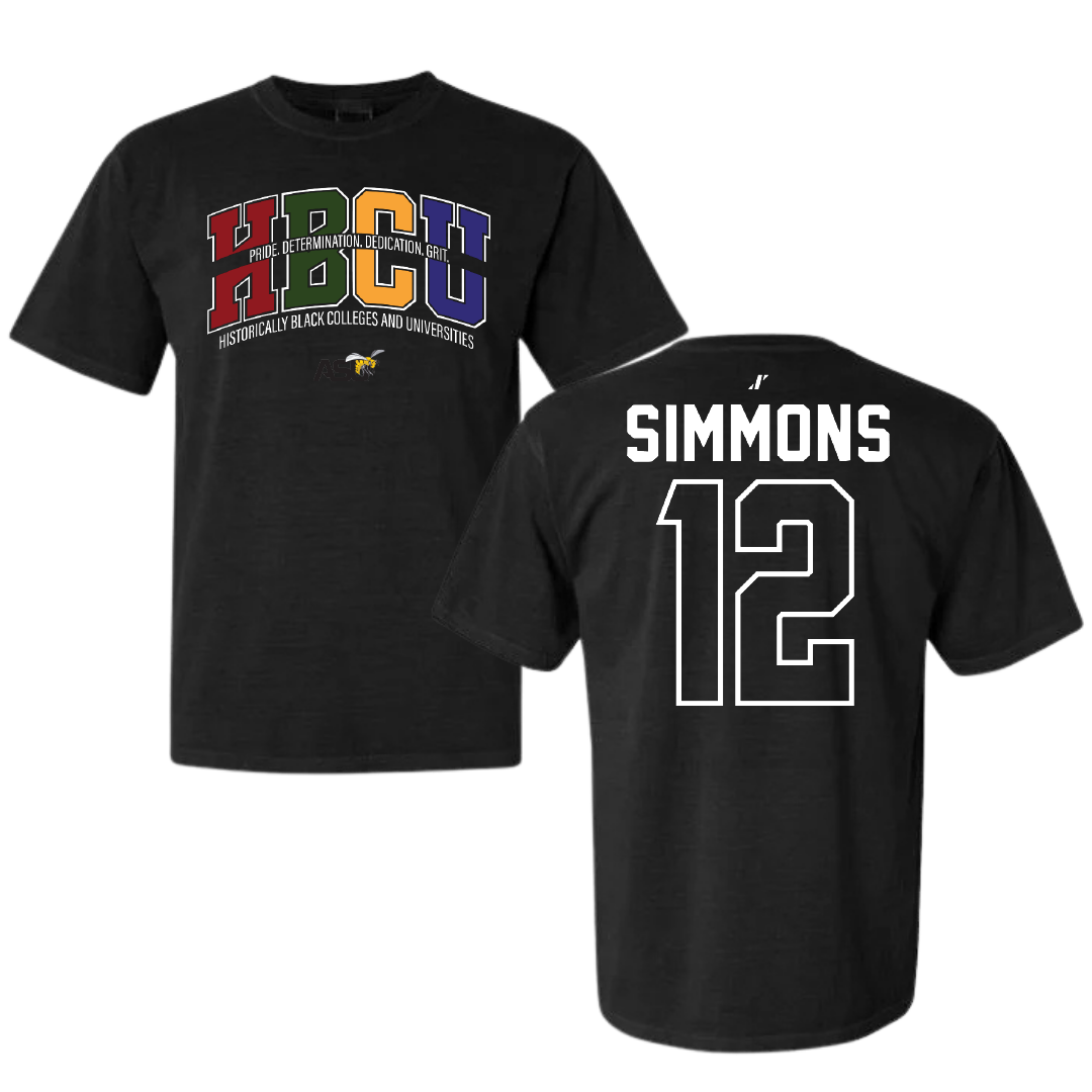Alabama State University Soccer Black HBCU Comfort Colors Tee - #12 Kensley Simmons