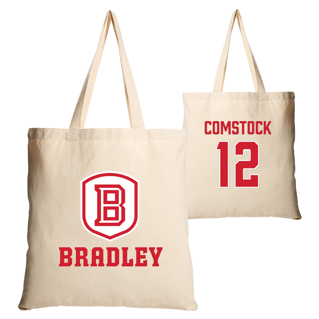 Bradley University Softball Tan Canvas Tote Bag - #12 Austin Comstock