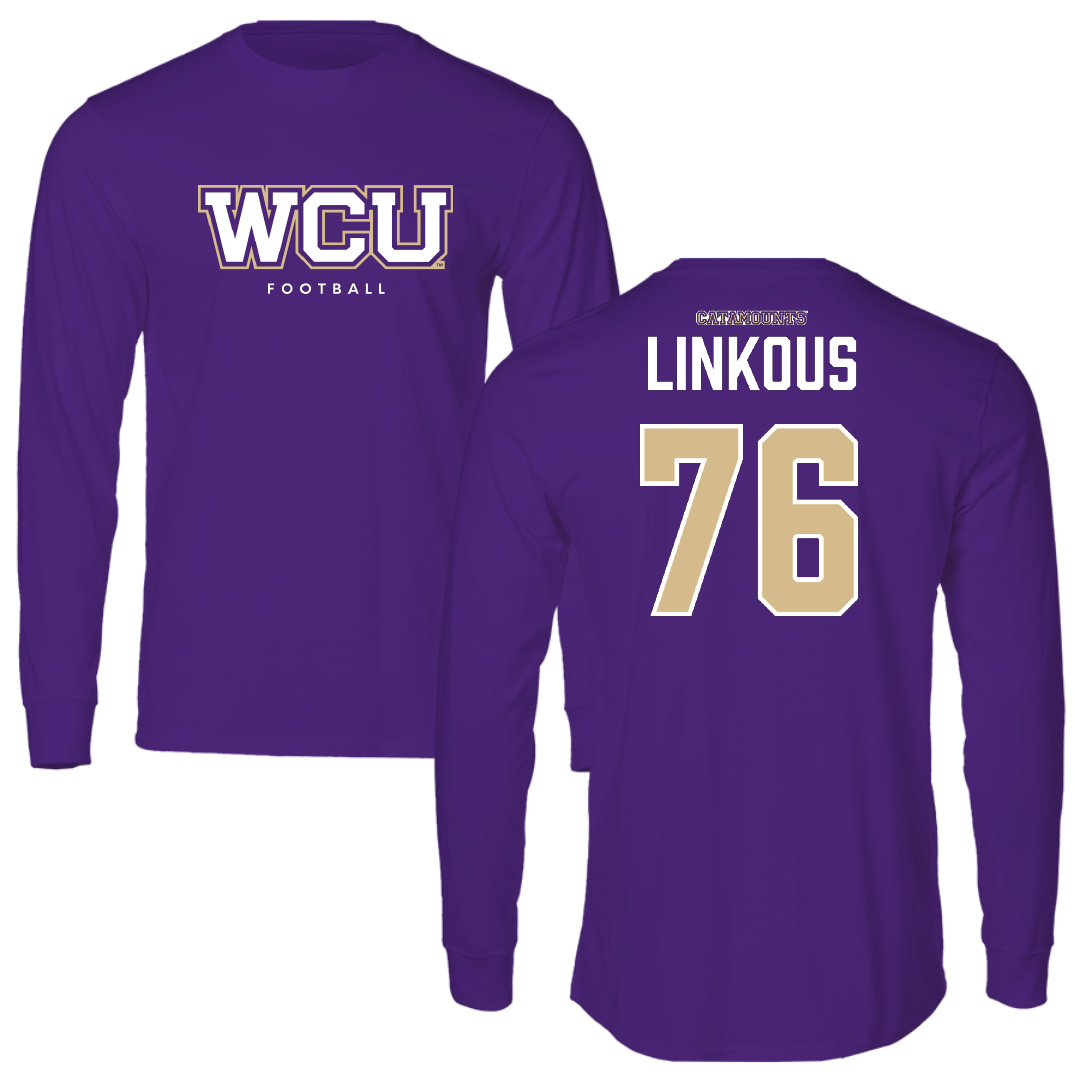 Western Carolina University Football Royal Purple Long Sleeve - #76 Nathan Linkous