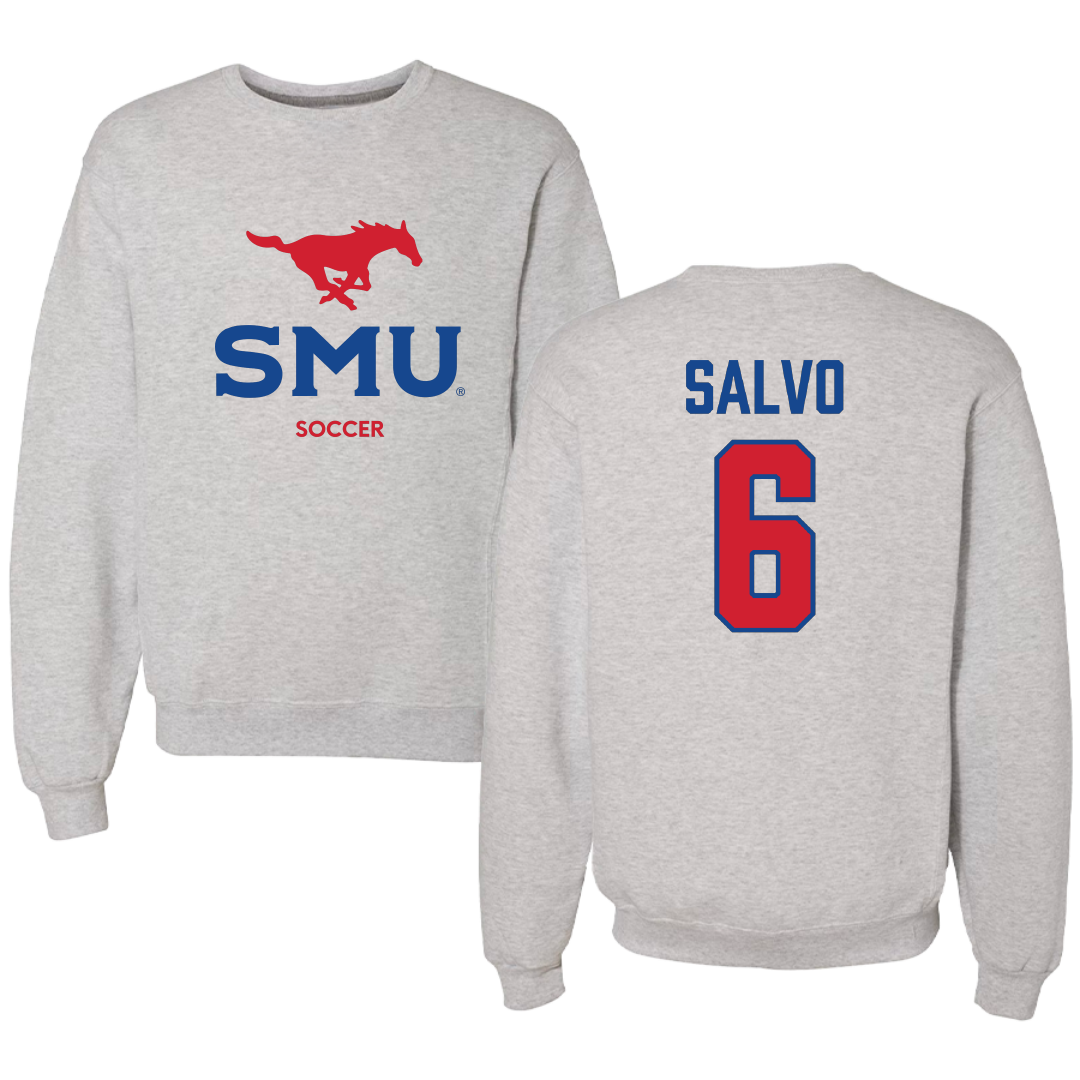 Southern Methodist University Soccer (M) Light Gray Crewneck - #6 Alex Salvo