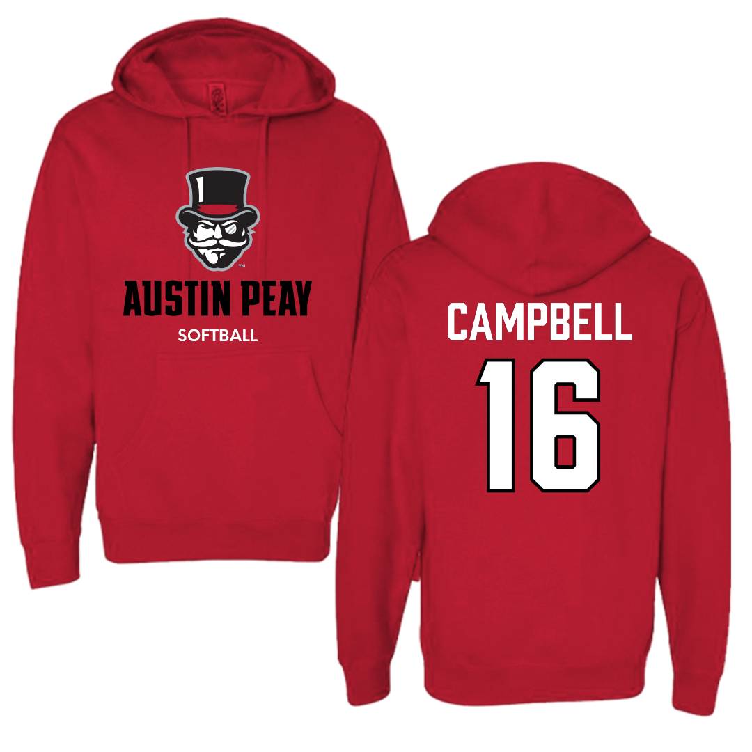 Austin Peay State University Softball Red Hoodie - #16 Kylie Campbell