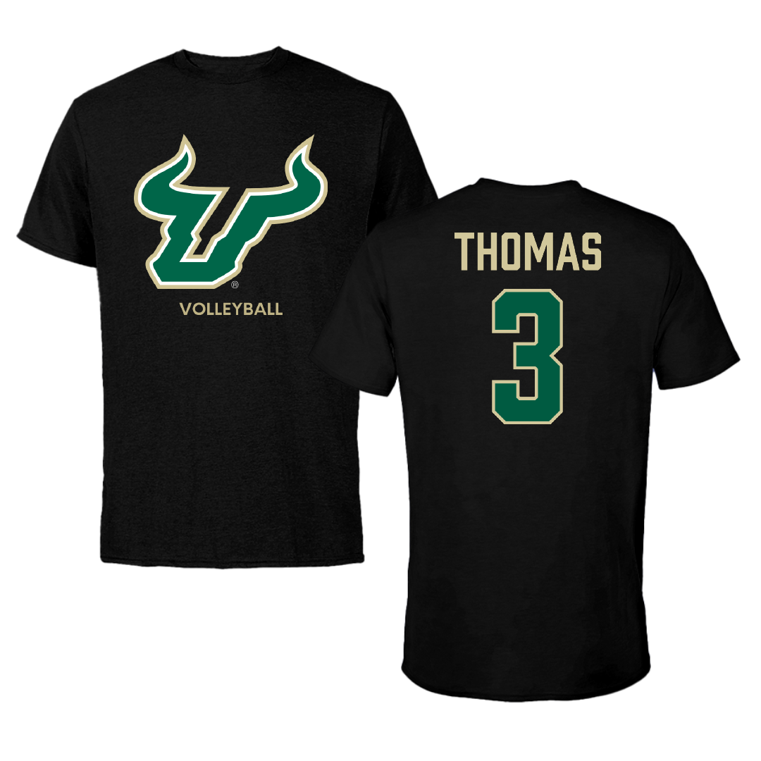 University of South Florida Volleyball (W) Black Tee - #3 Miya Thomas