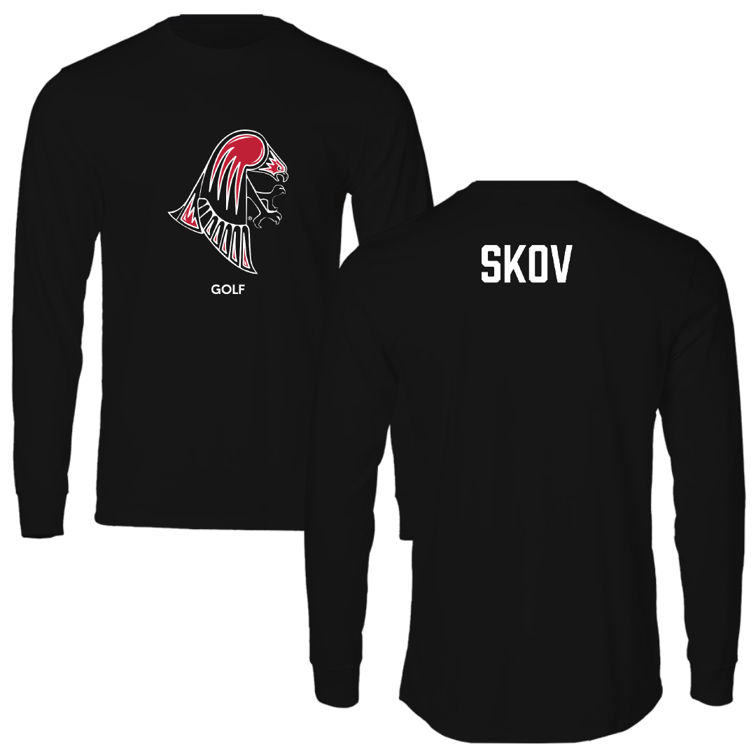 University of Wisconsin-River Falls Golf (W) Black Mascot Long Sleeve - Lauren Skov