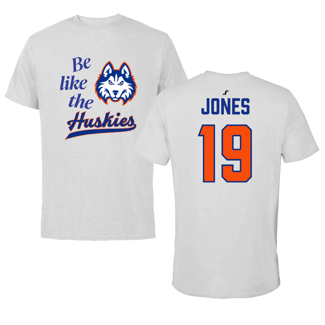Houston Christian University Football Light Gray Be Like Us Performance Tee - #19 Zion Jones