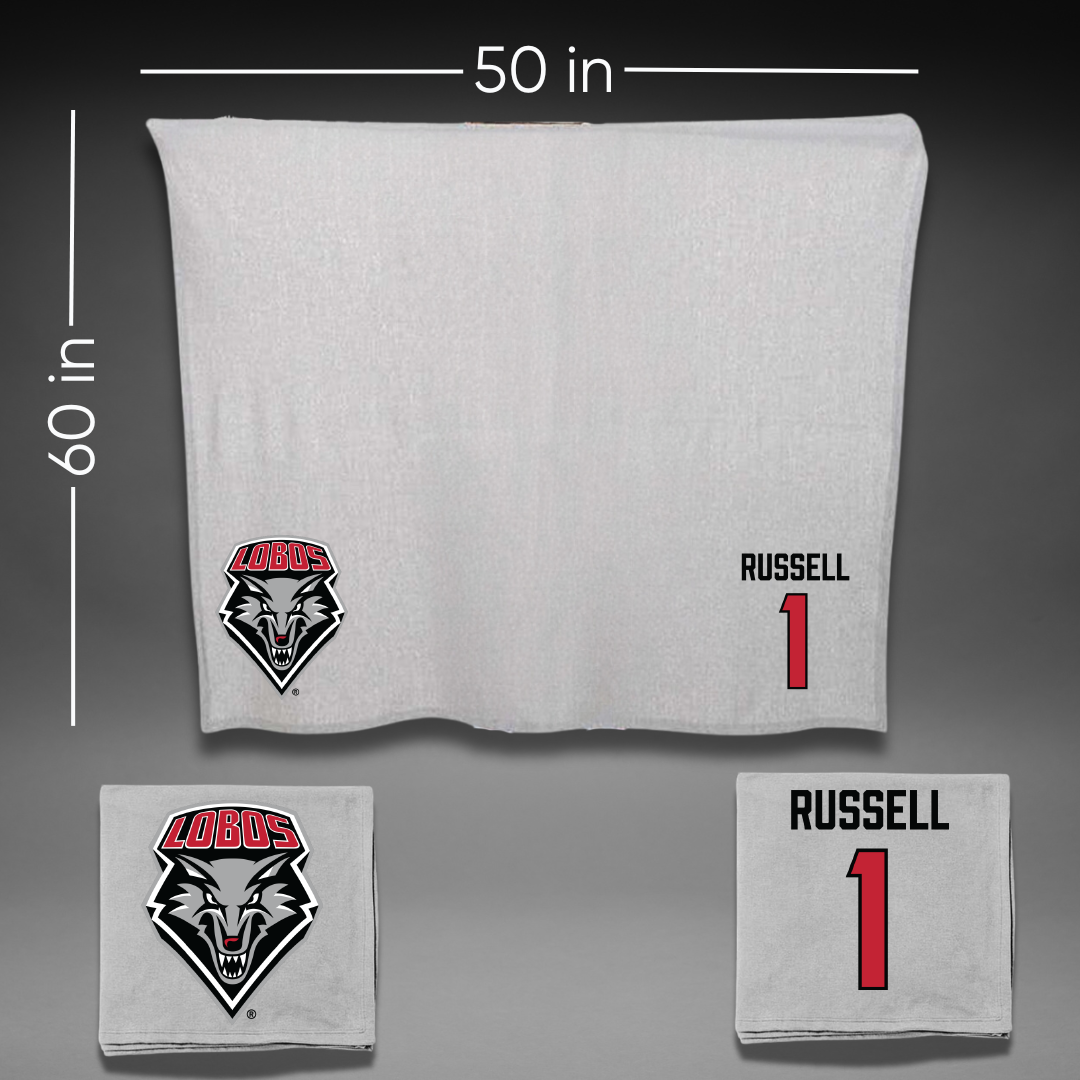 University of New Mexico Baseball Gray Blanket - #1 Tristan Russell