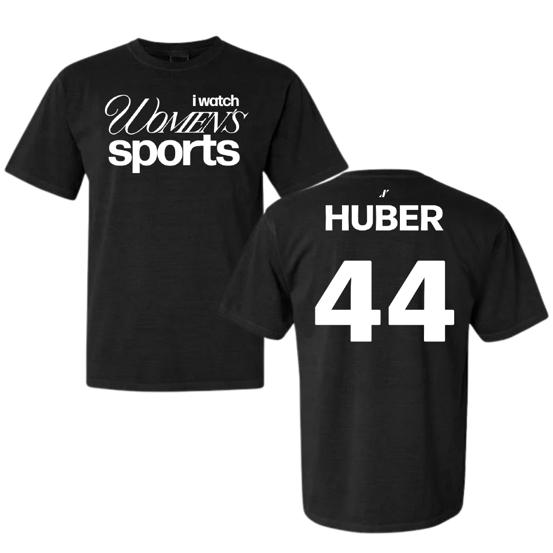 Brigham Young University Softball Black WHM Comfort Colors Tee - #44 Hina Huber