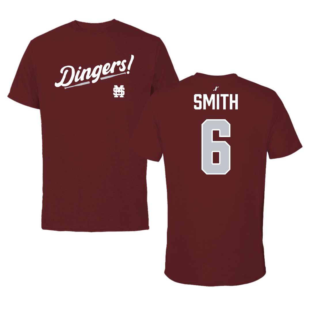 Mississippi State University Softball Maroon Dingers Tee - #6 Carson Smith