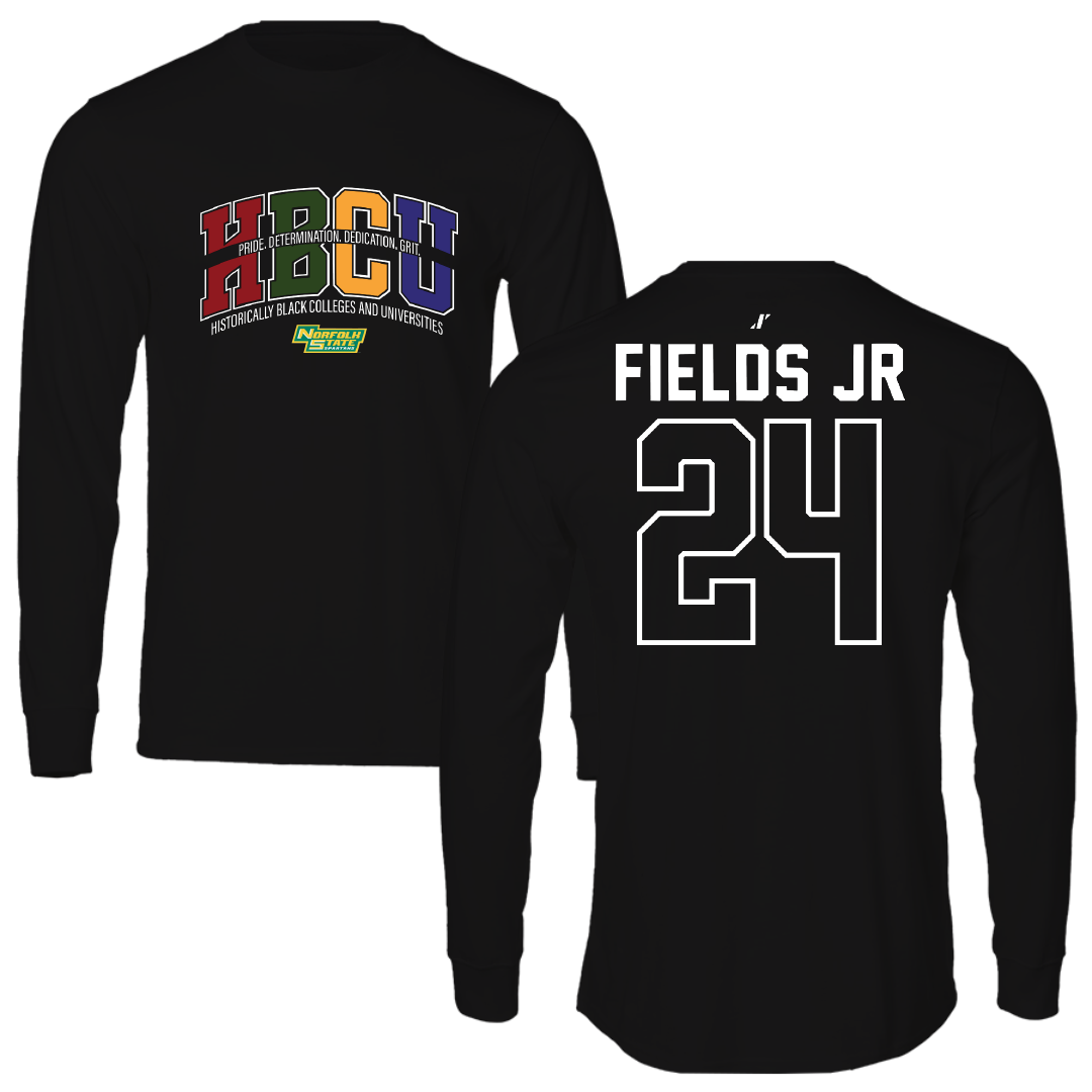 Norfolk State University Basketball Black HBCU Performance Long Sleeve - #24 Chris Fields Jr