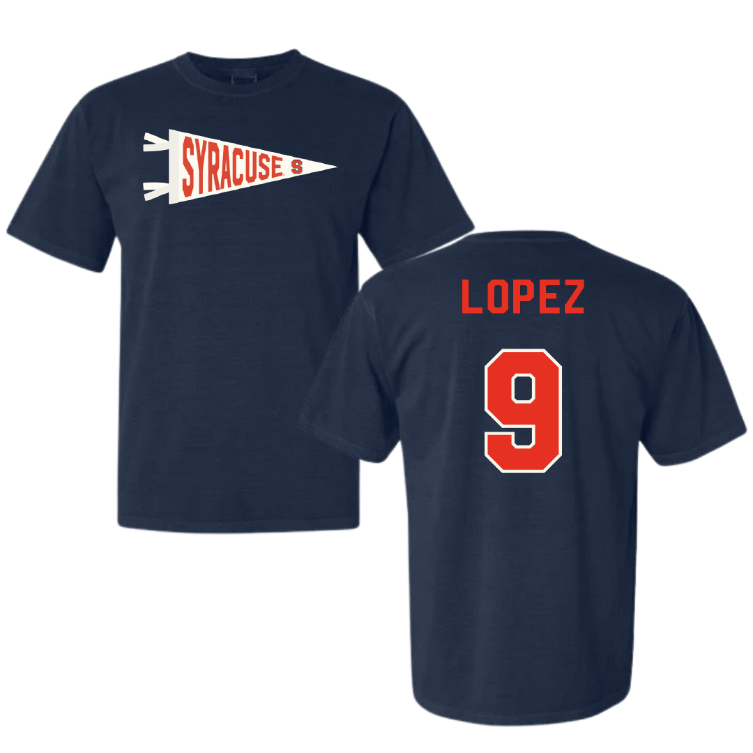 Syracuse University Softball Navy Pennant Comfort Colors Tee - #9 Madelyn Lopez