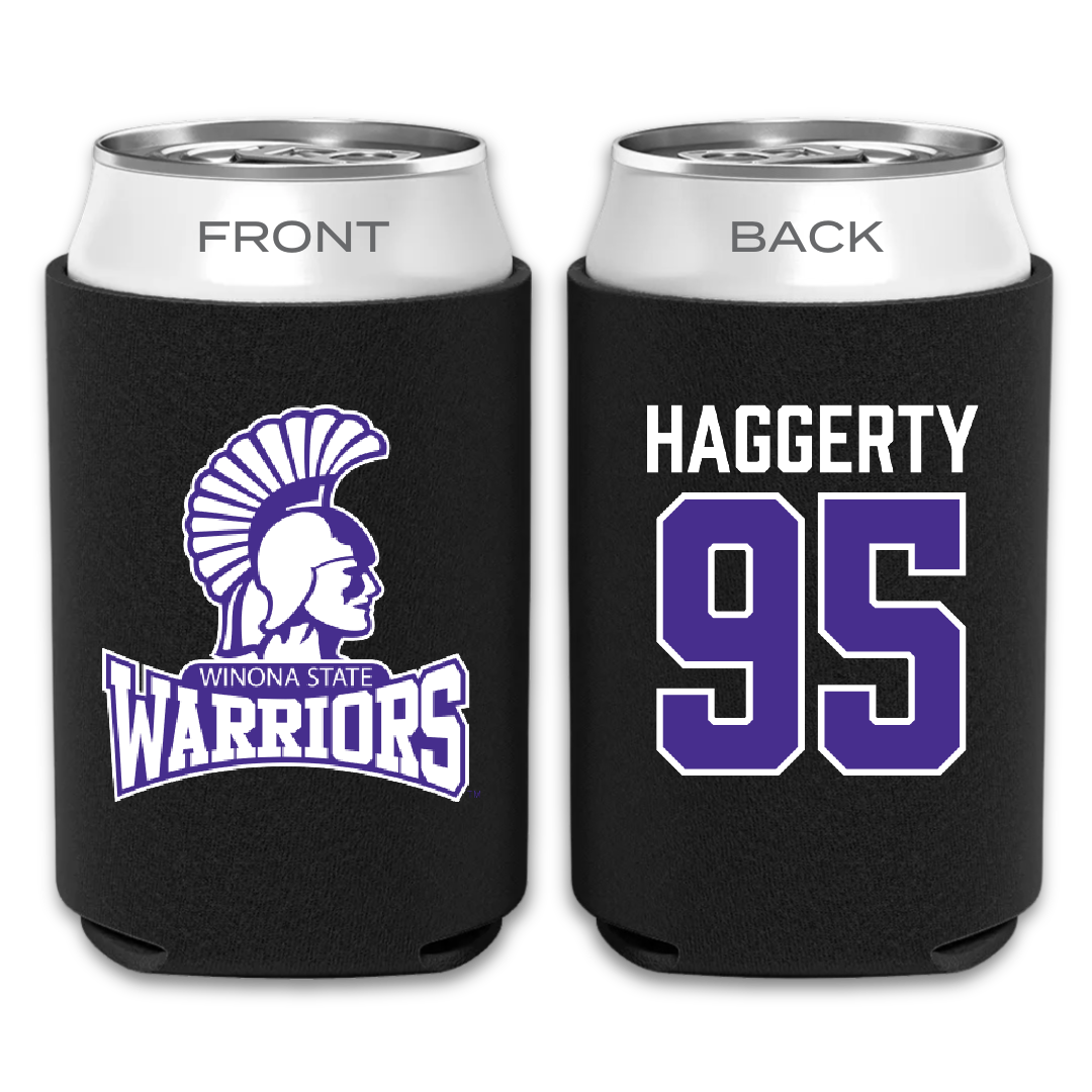 Winona State University Football Black Can Cooler - #95 Conner Haggerty