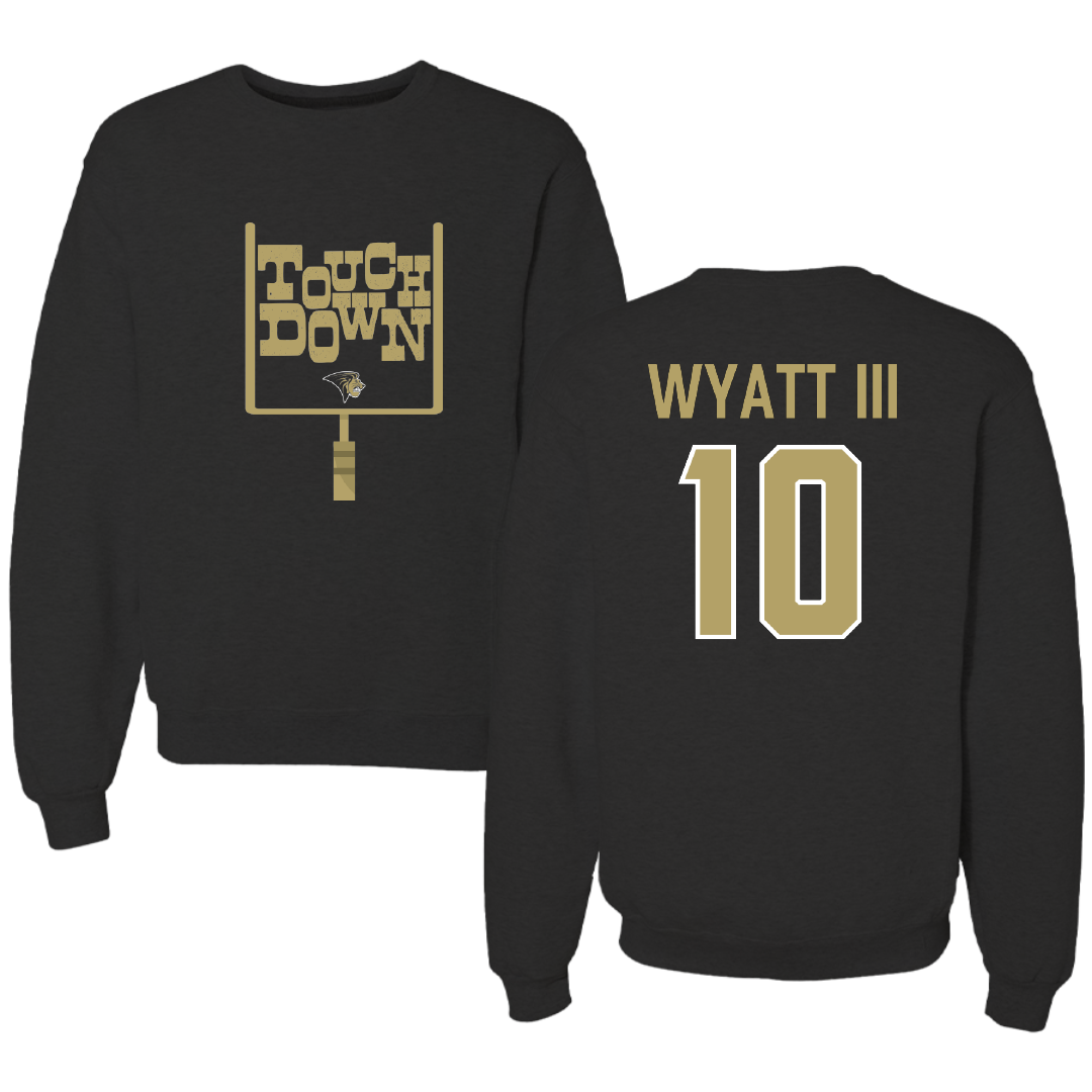Lindenwood University Football Black Touchdown Crewneck - #10 Jacques Wyatt III
