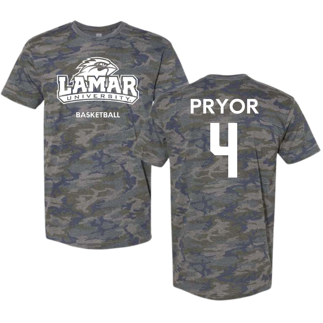 Lamar University Basketball (M) Vintage Camo Tee - #4 Chris Pryor