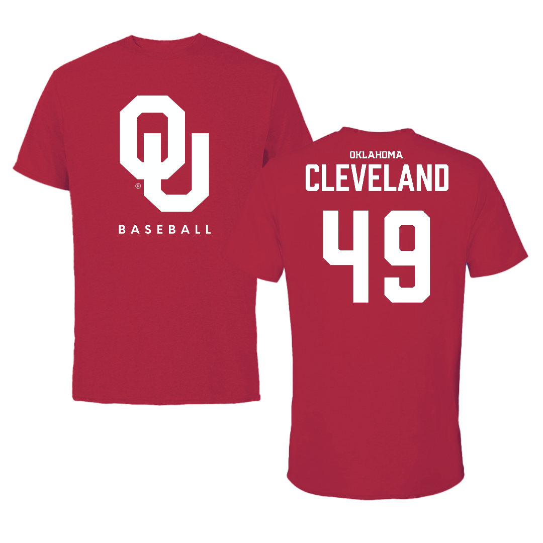University of Oklahoma Baseball Crimson Tee - #49 Jackson Cleveland