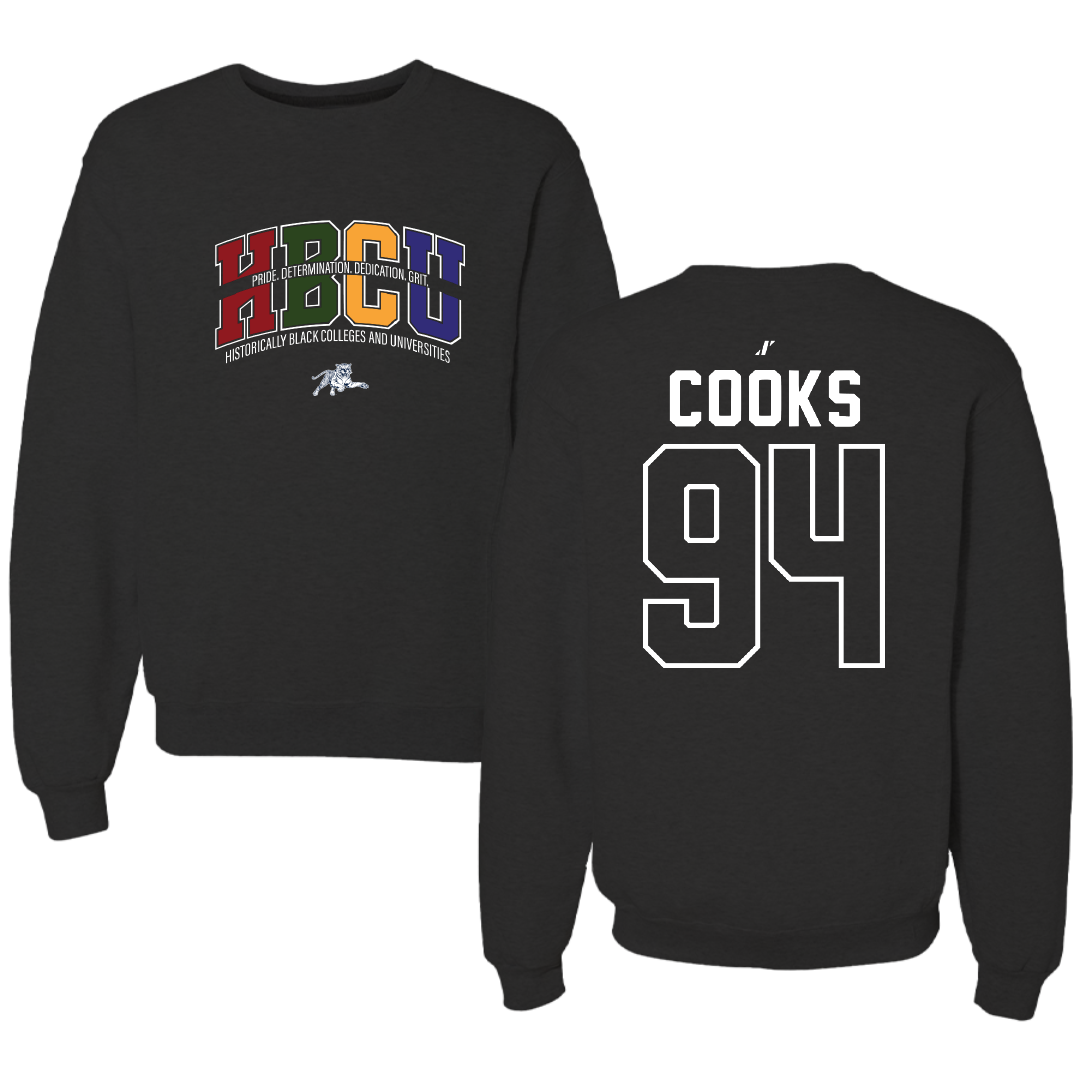 Jackson State University Football Black HBCU Crewneck - #94 Stanley Cooks