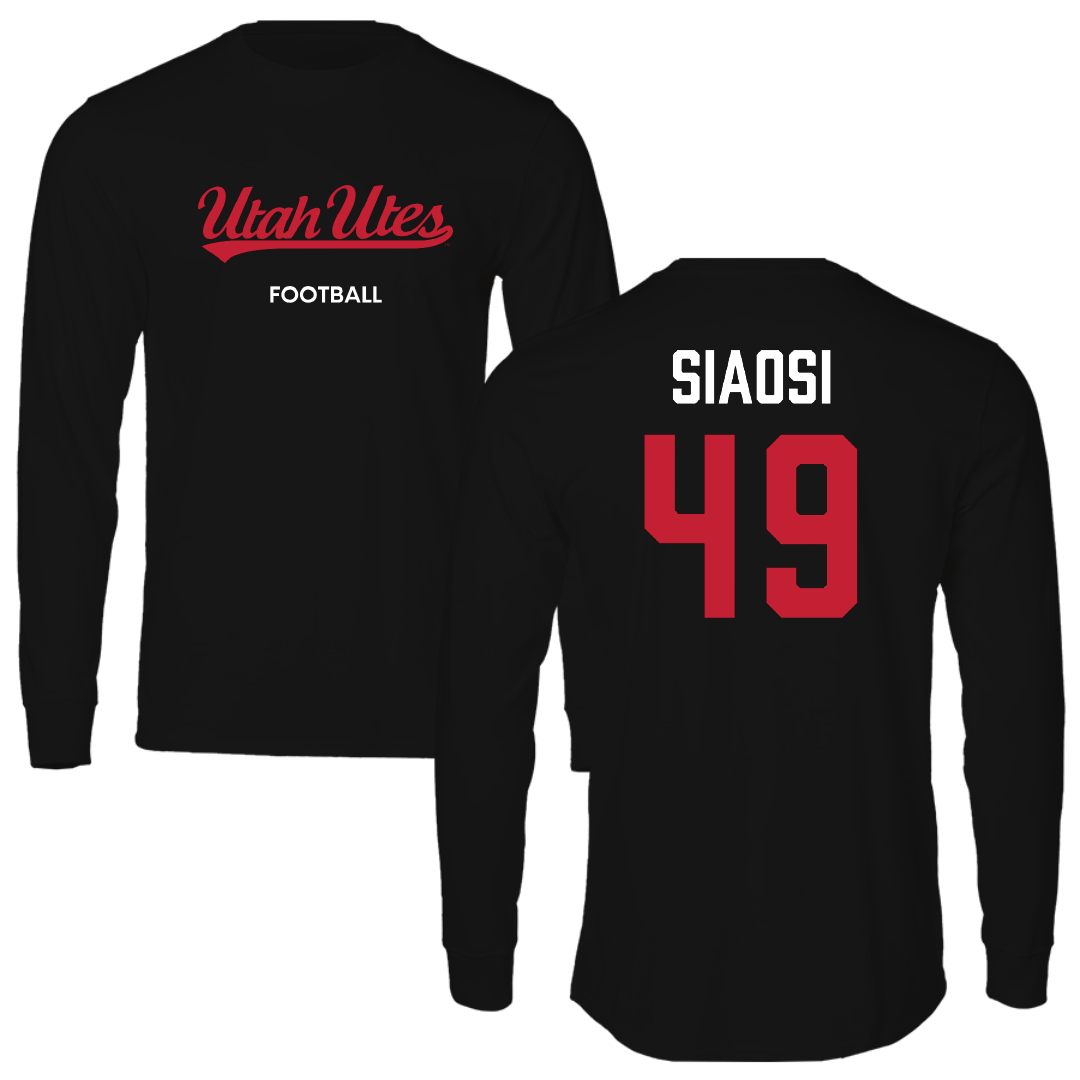 University of Utah Football Black Utes Long Sleeve - #49 Jason Siaosi