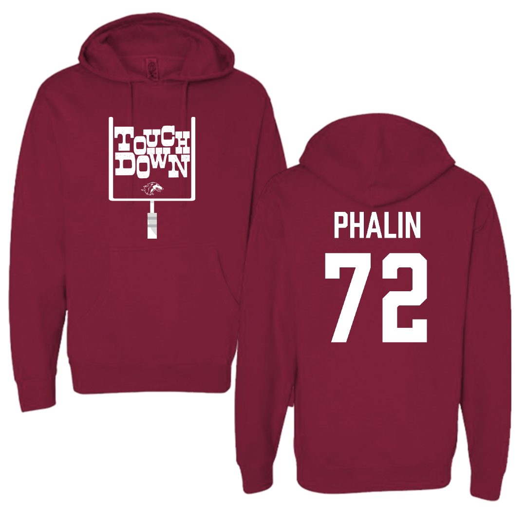 Southern Illinois University at Carbondale Football Maroon Touchdown Hoodie - #72 Cooper Phalin