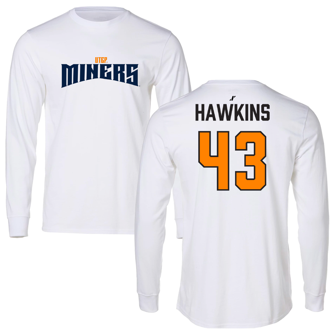 University of Texas at El Paso Football White Classic Long Sleeve - #43 Garrett Hawkins