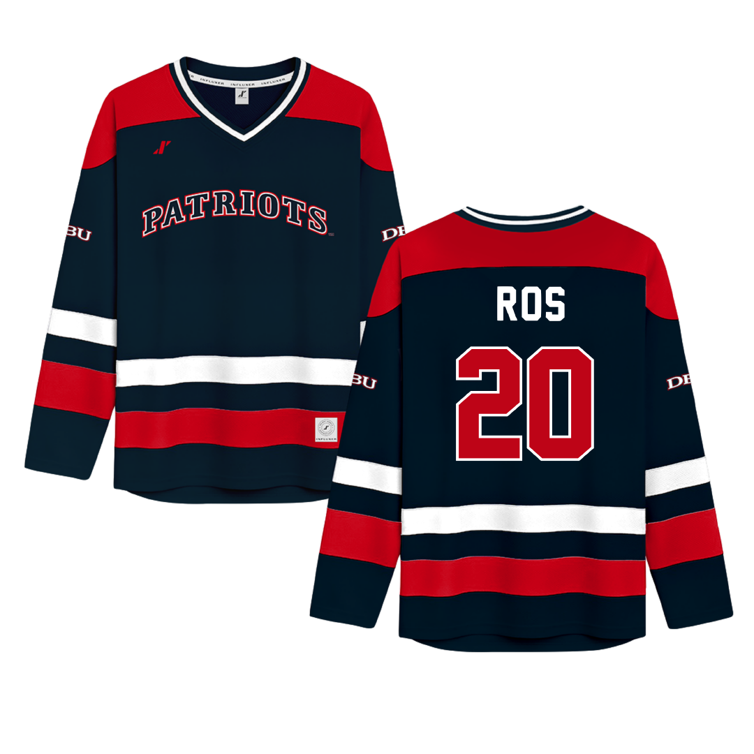 Dallas Baptist University Navy Hockey Jersey - #20 Marley Ros