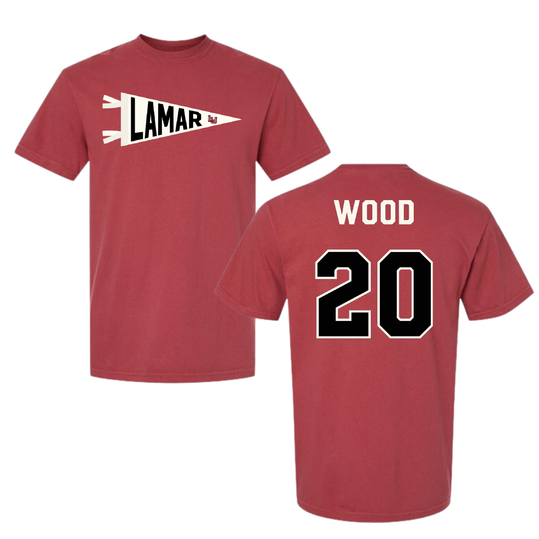 Lamar University Soccer Canvas Red Pennant Comfort Colors Tee - #20 Emmy Wood