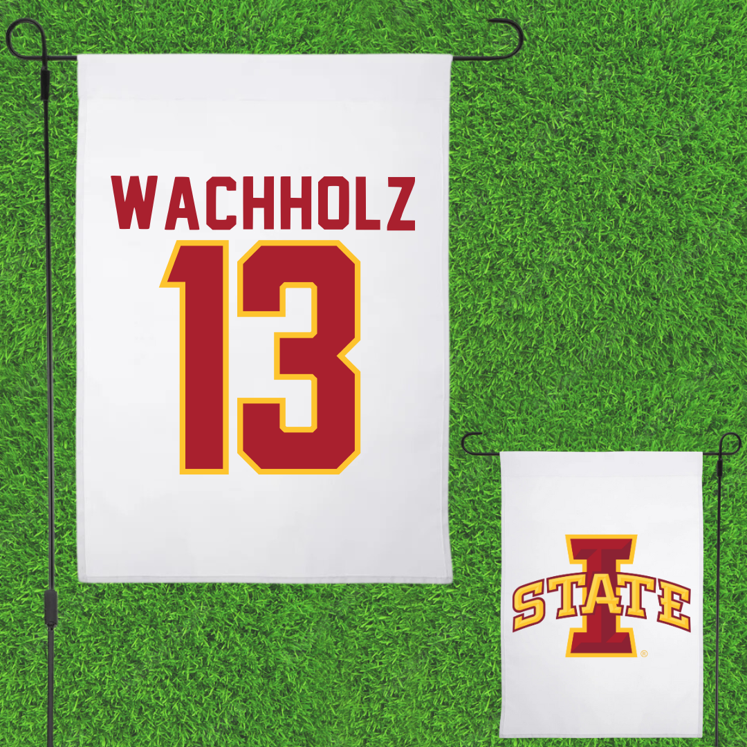 Iowa State University Volleyball White Garden Flag - #13 Lilly Wachholz