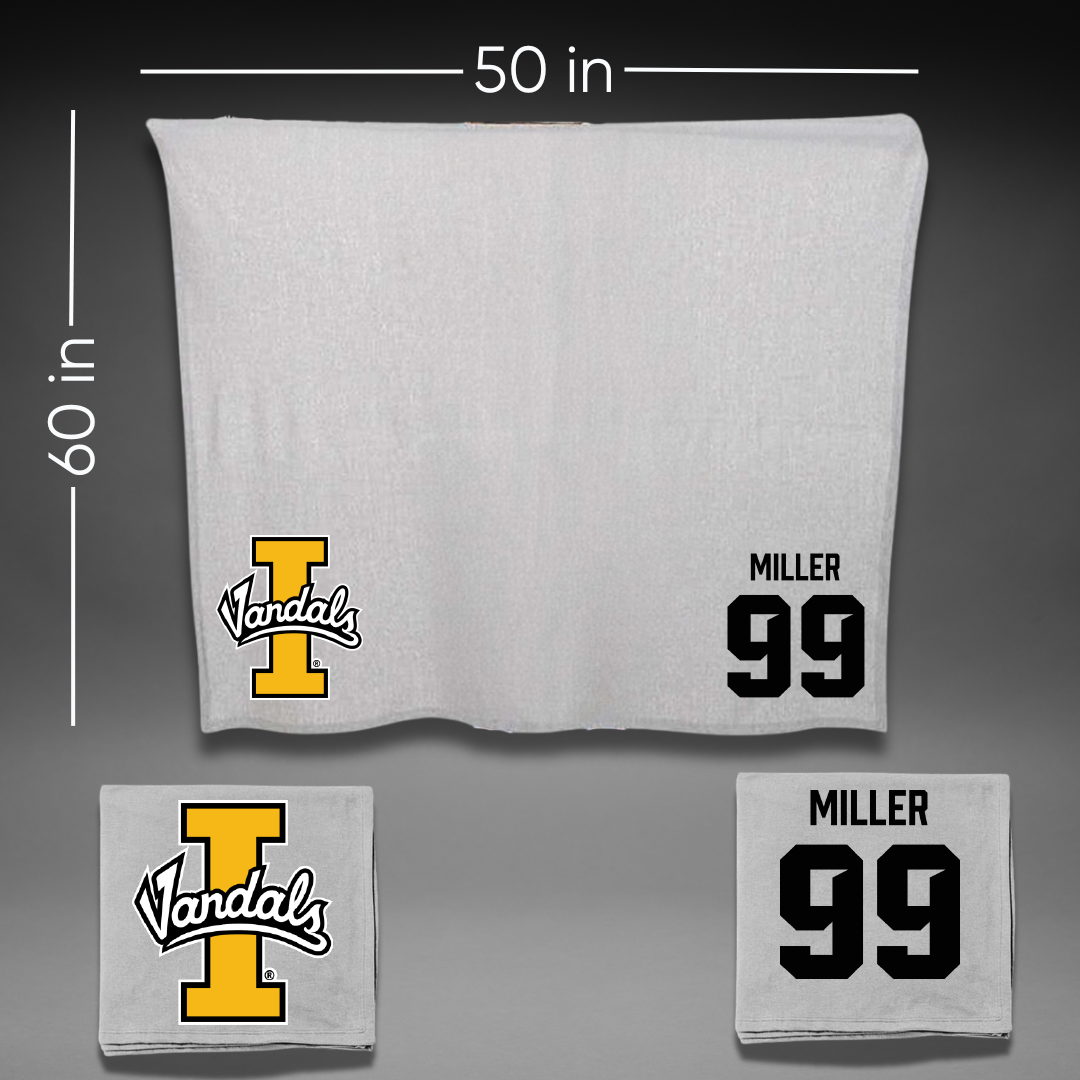 University of Idaho Football Gray Vandals Blanket - #99 Trevor Miller