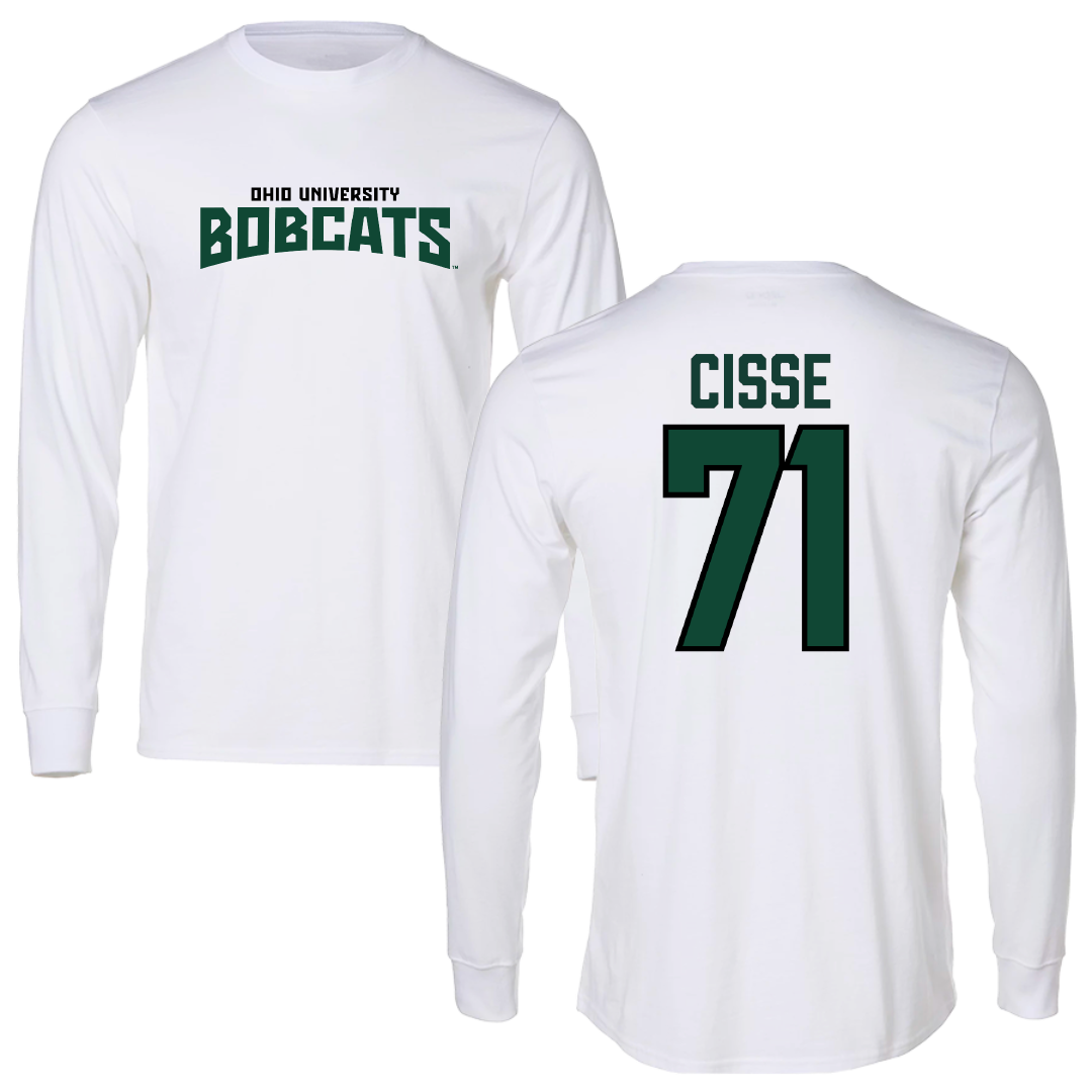Ohio University Football White Classic Performance Long Sleeve - #71 Tigana Cisse