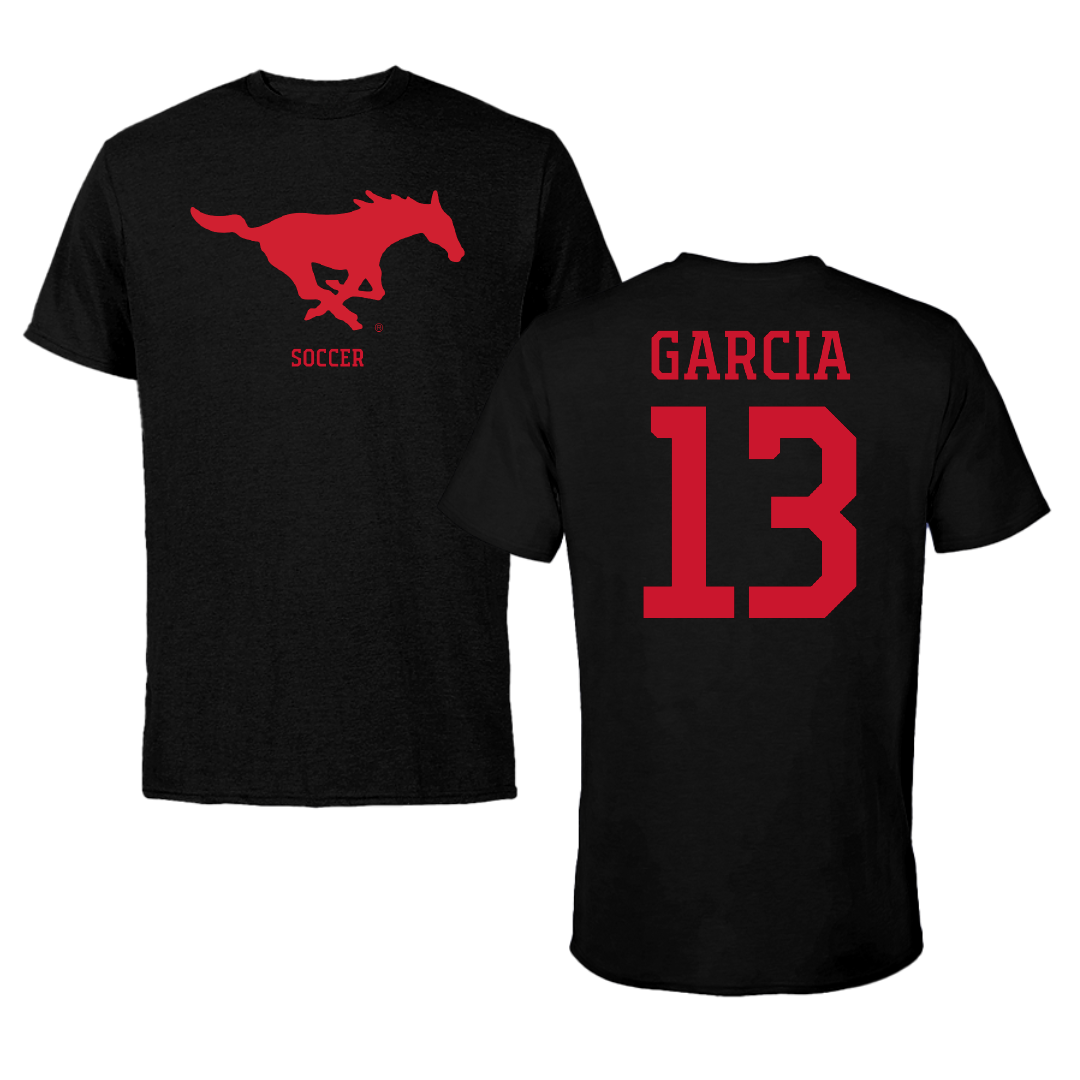 Southern Methodist University Soccer (M) Black Tee - #13 Richie Garcia
