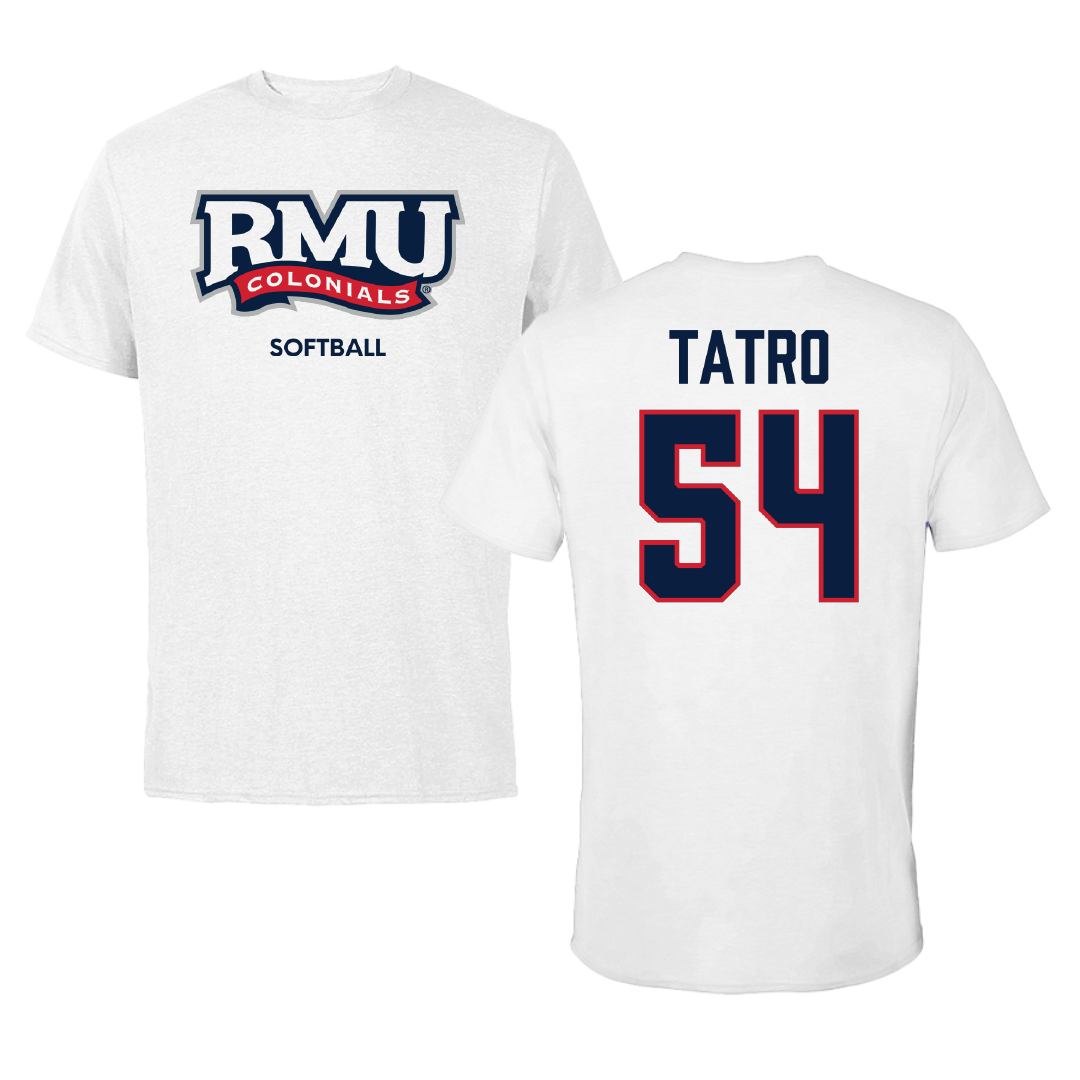 Robert Morris University Softball White Performance Tee - #54 Kailani Tatro