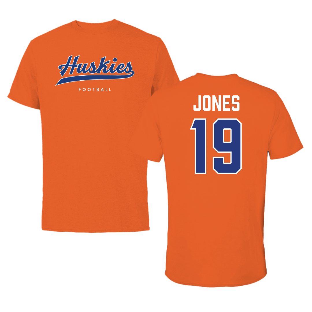Houston Christian University Football Orange Tee - #19 Zion Jones