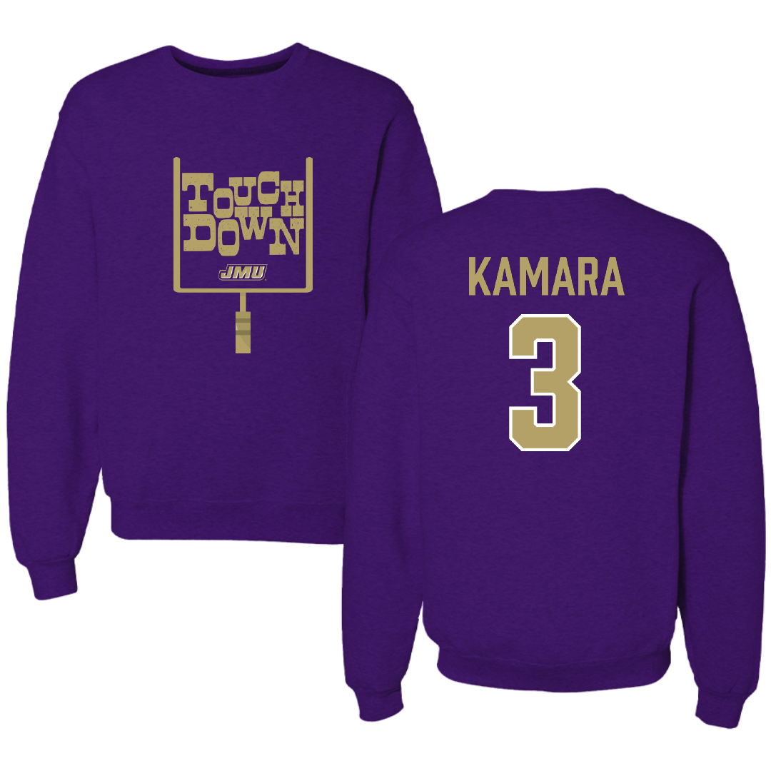 James Madison University Football Purple Touchdown Crewneck - #3 Mikail Kamara