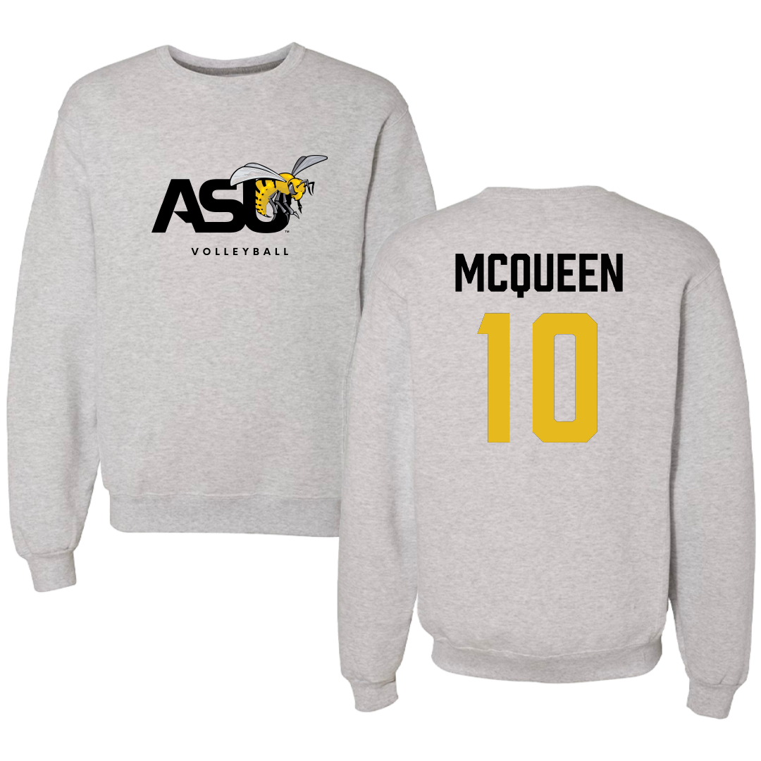 Alabama State University Volleyball (W) Light Gray Crewneck - #10 Madisynne McQueen