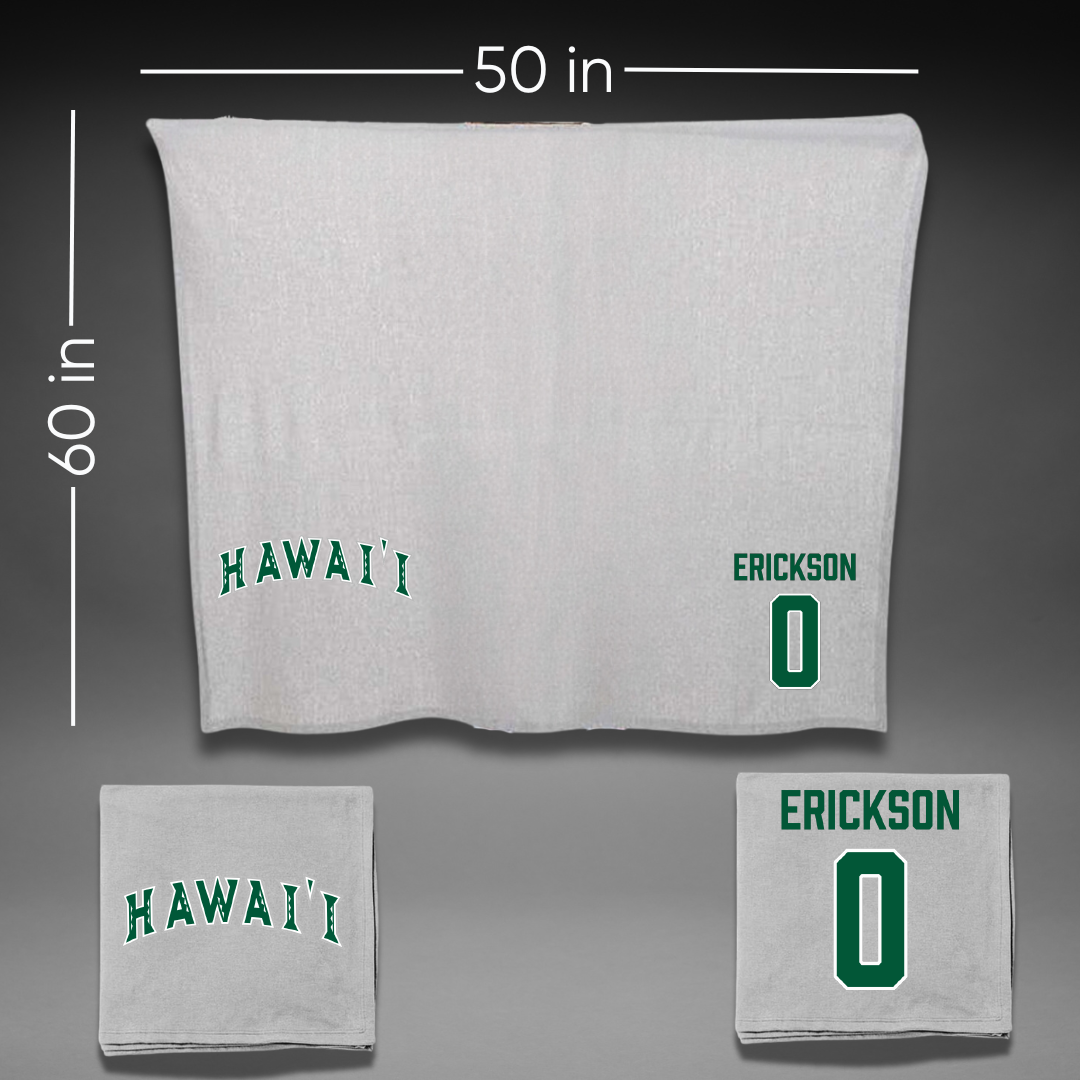 University of Hawaii Basketball (M) Gray Blanket - #0 Hunter Erickson