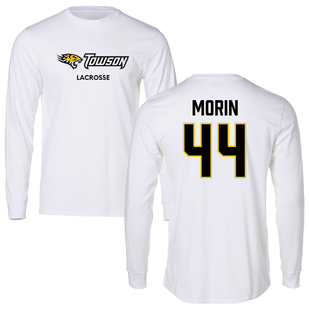 Towson University Lacrosse (M) White Long Sleeve - #44 Sam Morin