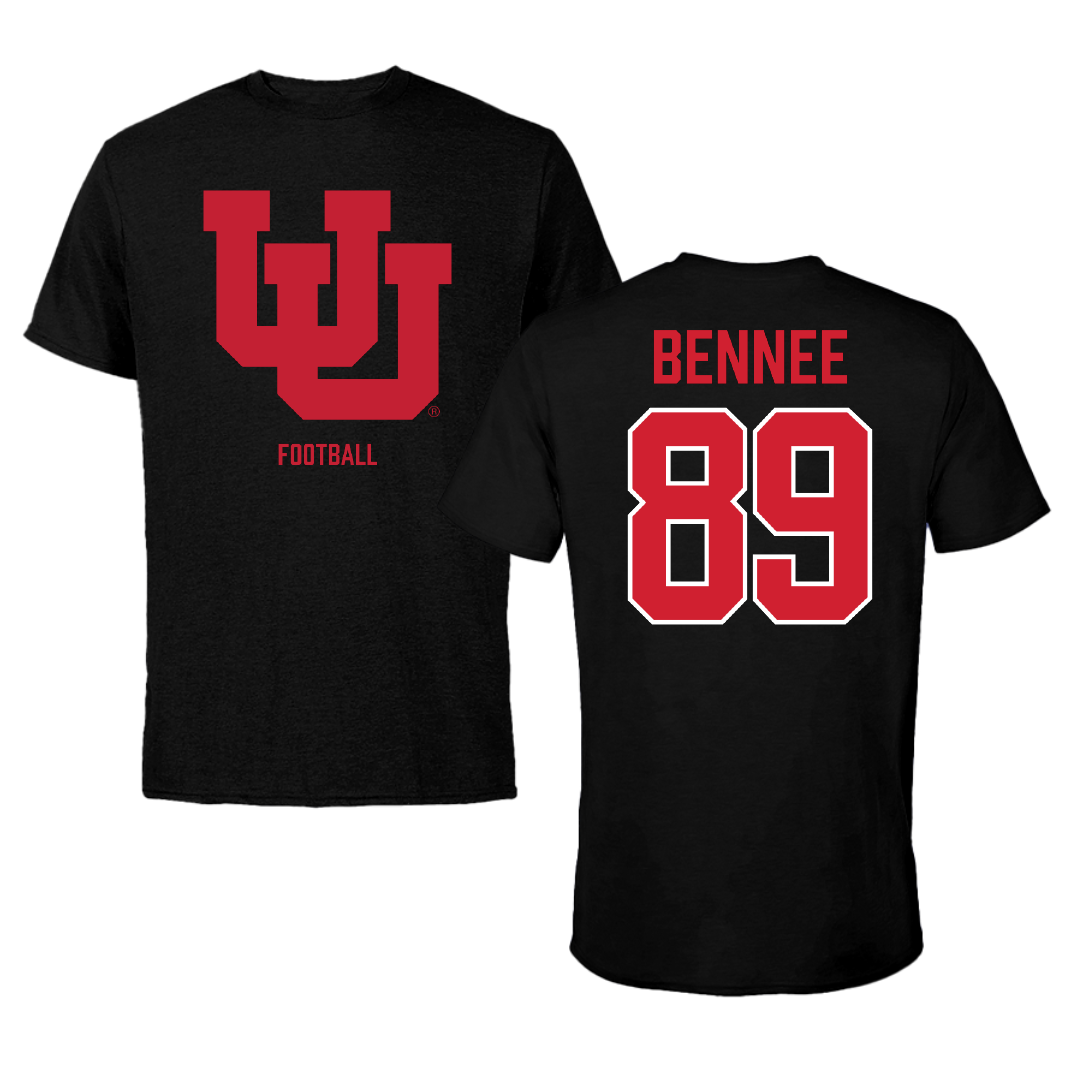 University of Utah Football Black Performance Tee - #89 Noah Bennee