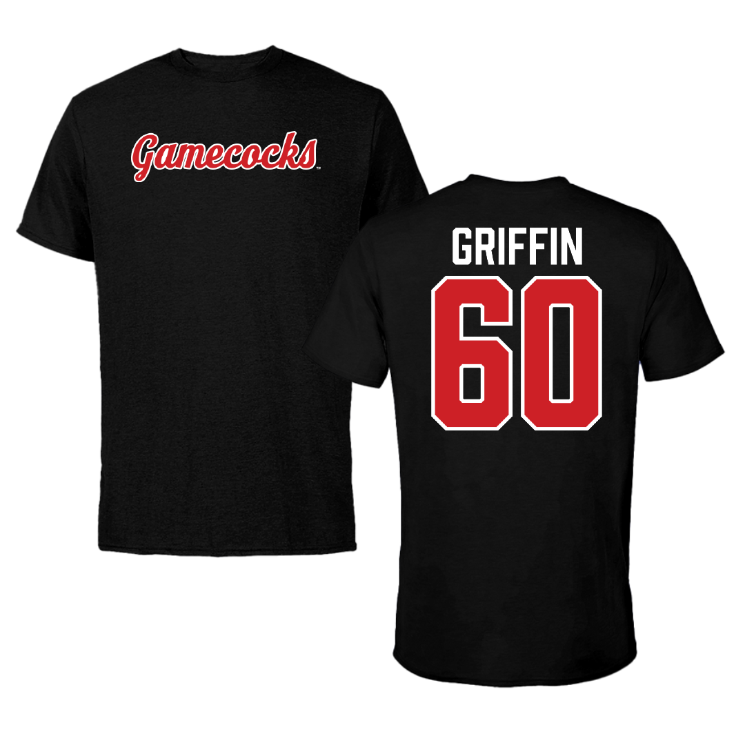 Jacksonville State University Football Black Performance Tee - #60 Cameron Griffin