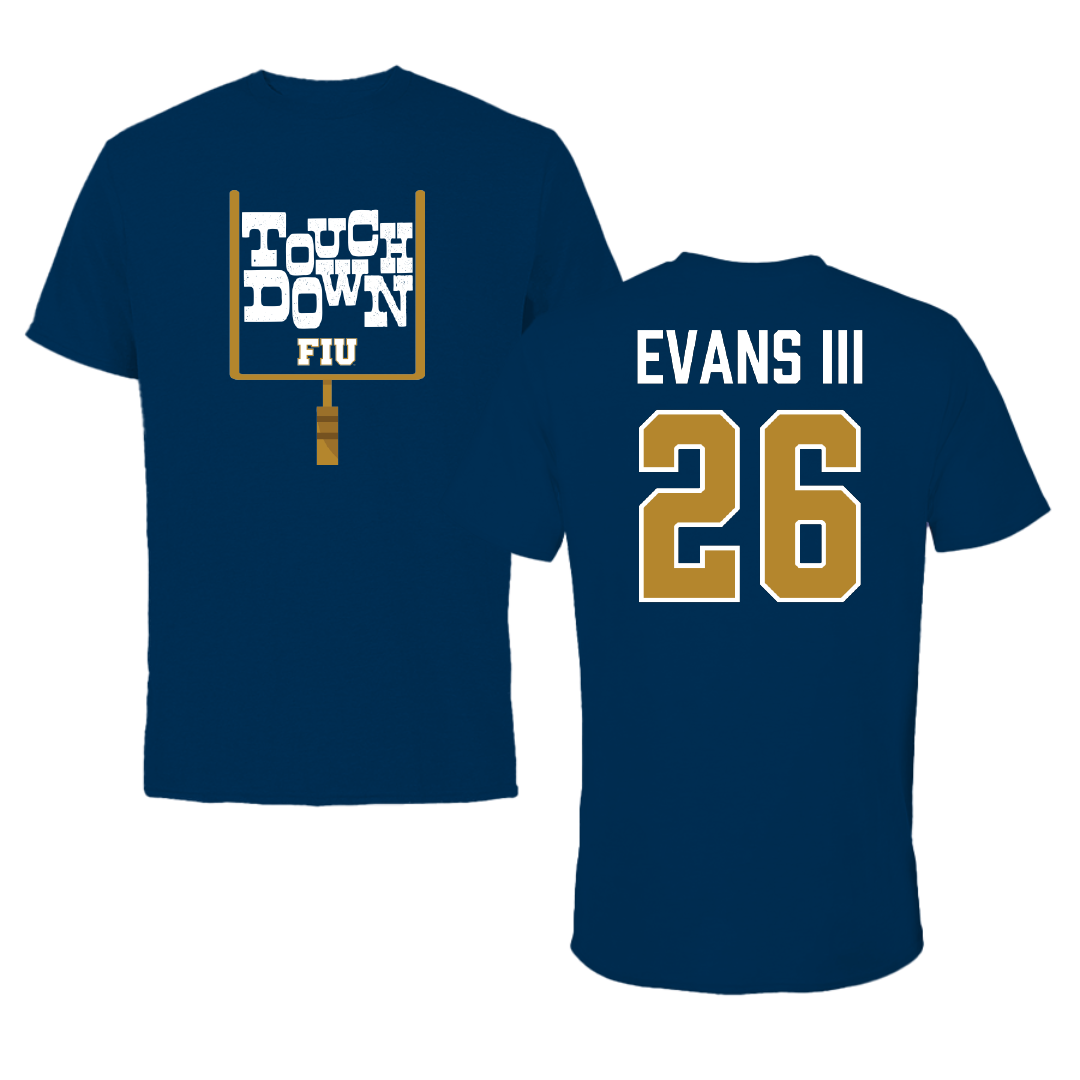 Florida International University Football Navy Touchdown Tee - #26 Victor Evans III