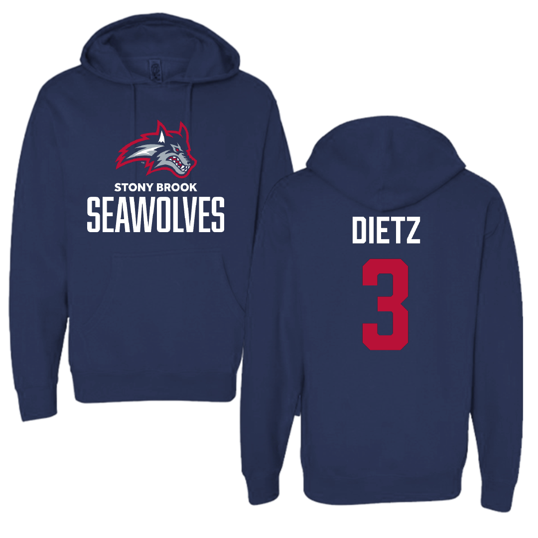Stony Brook University Football Navy Hoodie - #3 Marqeese Dietz