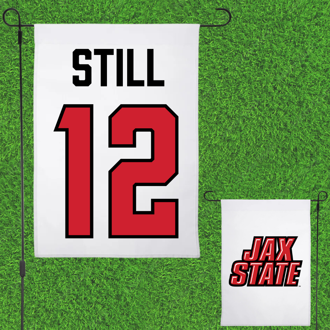 Jacksonville State University Soccer White Garden Flag - #12 Brookelyn Still